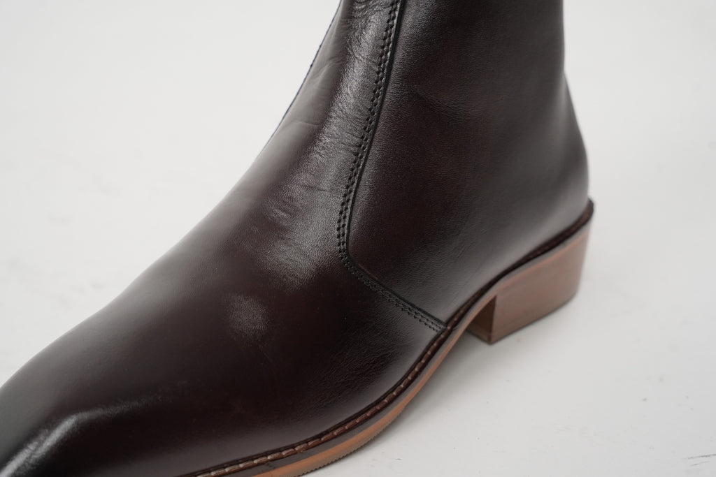 Bourbon Calfskin Chisel Toe Boots