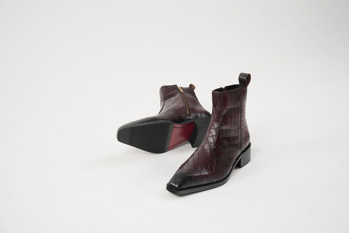 Burgundy Cuvier Chisel Toe Boots